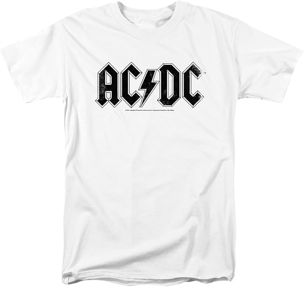 Popfunk Classic ACDC Logo Mens White Short Sleeve Graphic T-Shirt | Amazon (US)