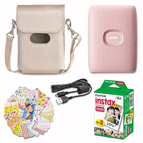 Fujifilm Instax Mini Link 2 Smartphone Printer Soft Pink + Fuji Film Value Pack (20 Sheets)+ Shutter Accessories Bundle, Incl. Protective Case, 20 Sticker Frames, USB Cable | Amazon (US)