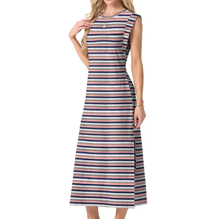 MINTREUS Nightgowns for Women Sleeveless Full Length Lounge Dress Lightweight Nightshirt with Poc... | Walmart (US)