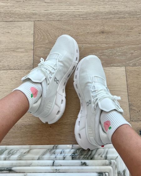 The cutest new socks 🍑to go with my white oncloud sneakers! 

White sneakers; oncloud; oncloud cloudnova; strawberry socks; cute socks; amazon find; workout shoes; mom sneakers; comfy sneakers; Christine andrew 

#LTKstyletip #LTKshoecrush #LTKMostLoved
