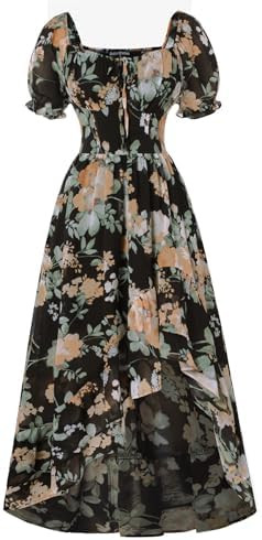 Scarlet Darkness Corset Dresses for Women Summer 2026 Floral Wedding Guest Chiffon Sundress | Amazon (US)