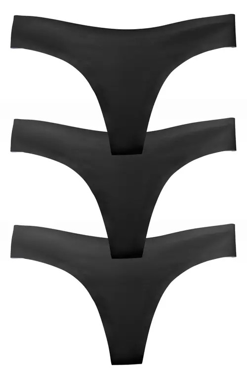 EBY Assorted 3-Pack Thongs in Black at Nordstrom, Size Medium | Nordstrom