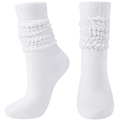 BOOPH Slouch Socks Women Scrunch Sock Knee High Slouchy Socks for Women Size 6-11 White | Amazon (US)