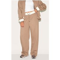 Taupe Contrast Seam Straight Leg Sweatpants | PrettyLittleThing US