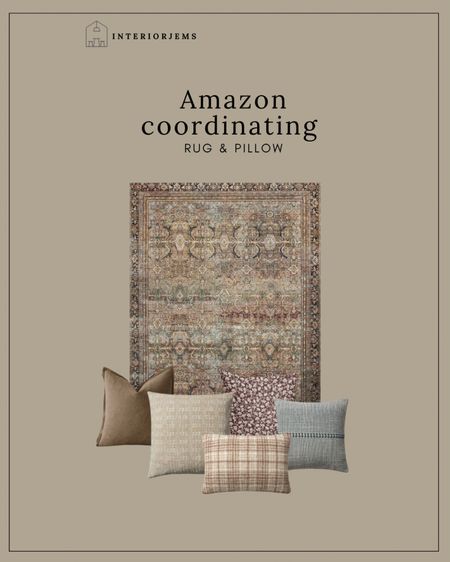 Amazon coordinating rug and pillow, Loloi rug, this rug has been a top seller for years because it coordinates with everything warm and cool colors, throw pillows from Amazon, bed, pillows, sofa, pillows, black, print pillow, brown Lennon

#LTKStyleTip #LTKHome #LTKSaleAlert