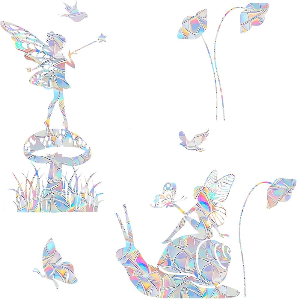 2 Pieces Fairy Window Decals for Bird Strikes - Anti-Collision Window Clings to Save Birds from W... | Amazon (US)