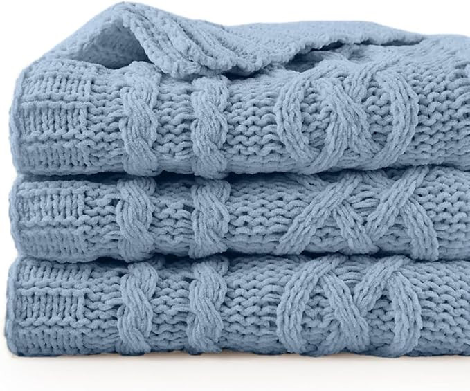 Battilo Bluish Grey Throw Blanket for Couch,51"x67", Super Soft Warm Cozy Chenille Knit Blankets ... | Amazon (US)