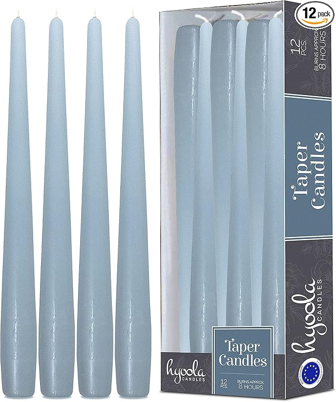Hyoola Tall Taper Candles - 10 Inch Ice Blue Unscented Dripless Taper Candles - 8 Hour Burn Time ... | Amazon (US)