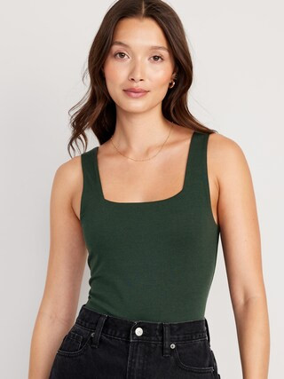 Fitted Sleeveless Square-Neck Bodysuit for Women | Old Navy (CA)