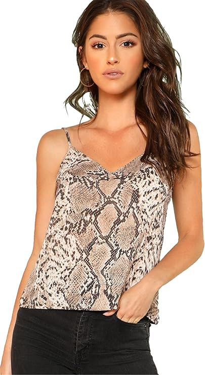 Romwe Women's Animal Snake Skin Graphic Print Cami Top | Amazon (US)