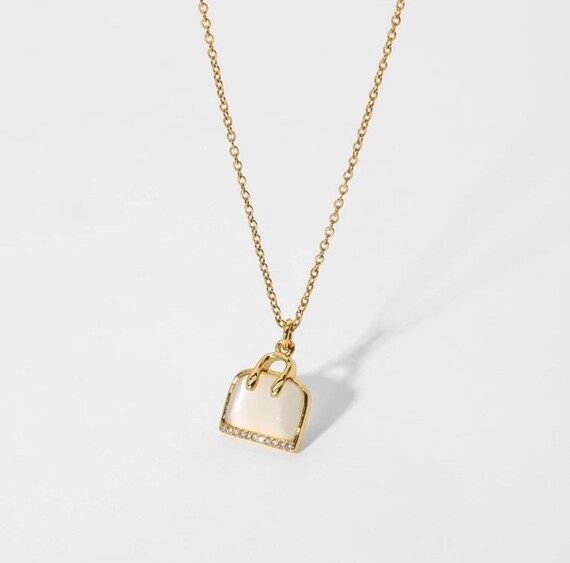 Gold Diamond Handbag Pendant Necklace  Handbag Necklace  Bag | Etsy | Etsy (US)
