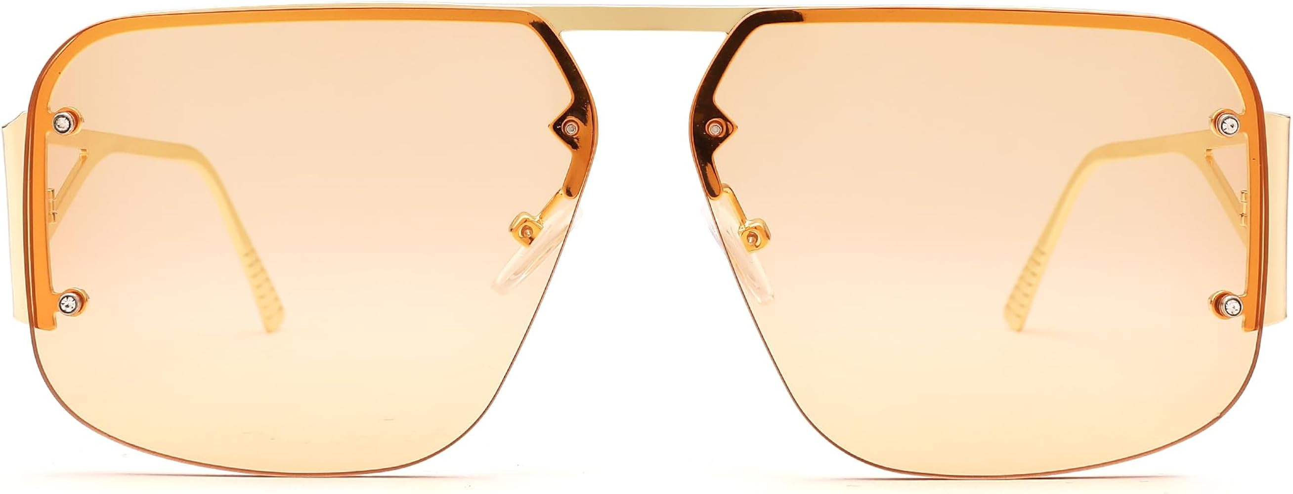 AZorb Rimless Aviator Sunglasses Women, Men Trendy Retro Designer Shades Metal Frame Sun Glasses | Amazon (US)