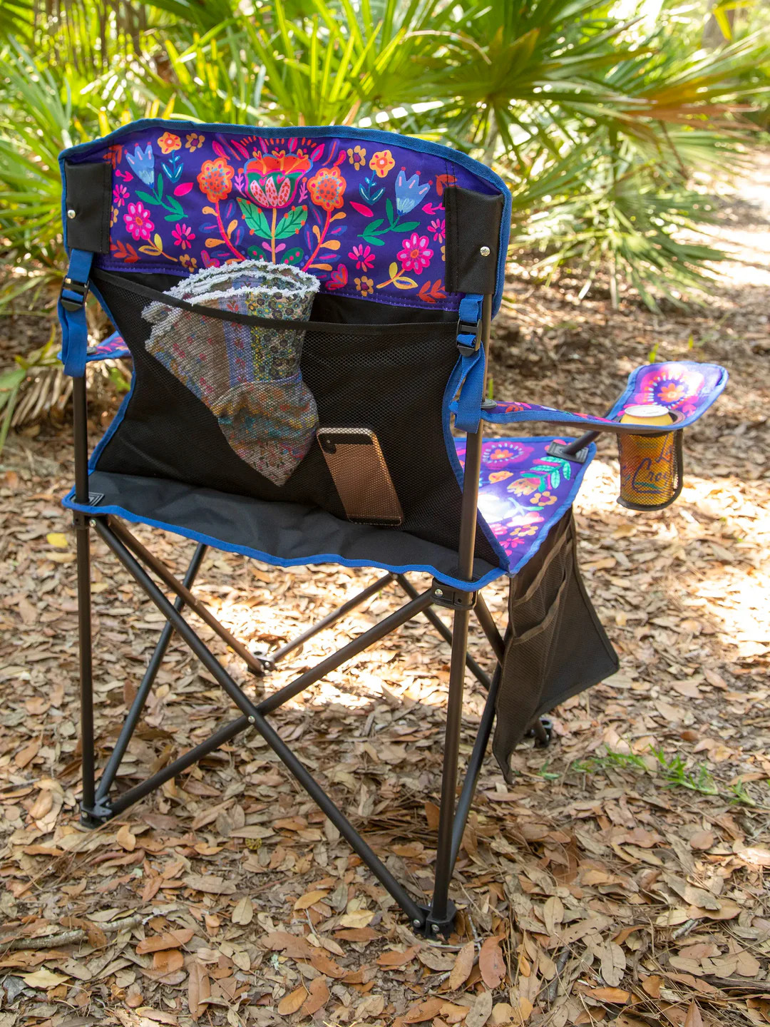 Happy Camp Chair - Navy Folk Flower | Natural Life