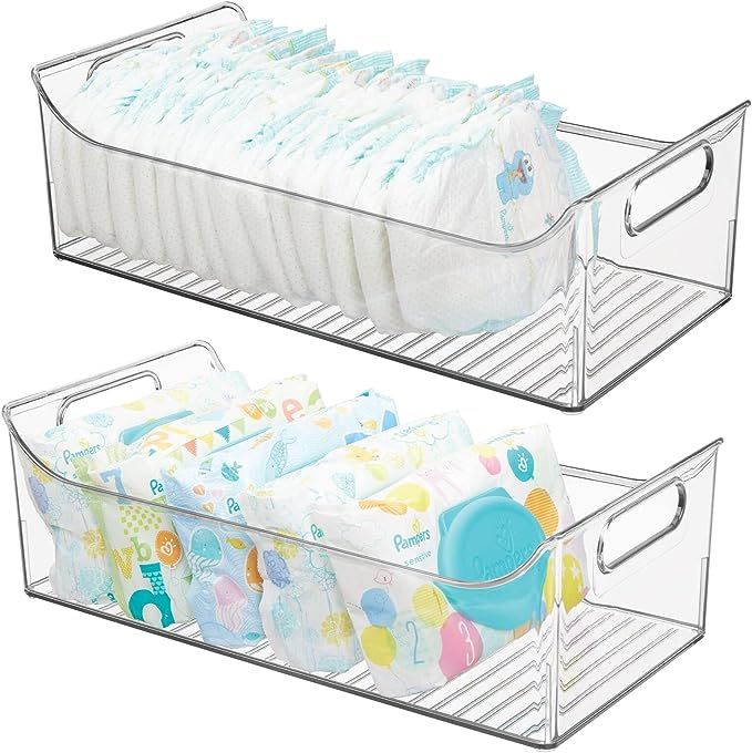 mDesign Portable Nursery Storage Plastic Baby Organizer Storage Caddy Bin with Handles for Kids/C... | Amazon (US)