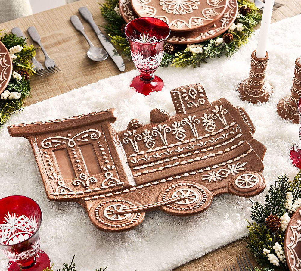 Gingerbread Train Stoneware Serving Platter | Pottery Barn (US)