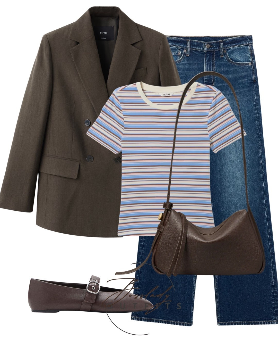 The Ultimate Casual Chic Uniform 🤎
You can never go wrong with a classic blazer and jeans combo! This dark brown double-breasted blazer instantly elevates a playful, retro-inspired striped tee. Paired with timeless straight-leg denim and the "it" shoe of the season—dark brown Mary Janes—this look strikes the perfect balance between polished and relaxed.
Finished off with a slouchy shoulder bag for that effortless, everyday vibe. Perfect for casual Fridays at the office, a weekend coffee run, or brunch with friends! ☕️✨

#LTKbag #LTKstyletip #LTKshoes
