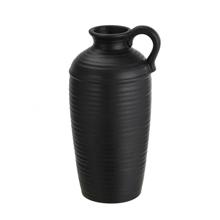 Mainstays Solid Black Ceramic Decorative Jug with Handle, 5.23"L x 4.8"W x 10"H | Walmart (US)