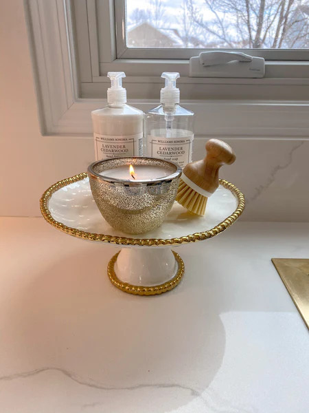 Gold and White Beaded Cake Stand | Inspire Me! Home Decor