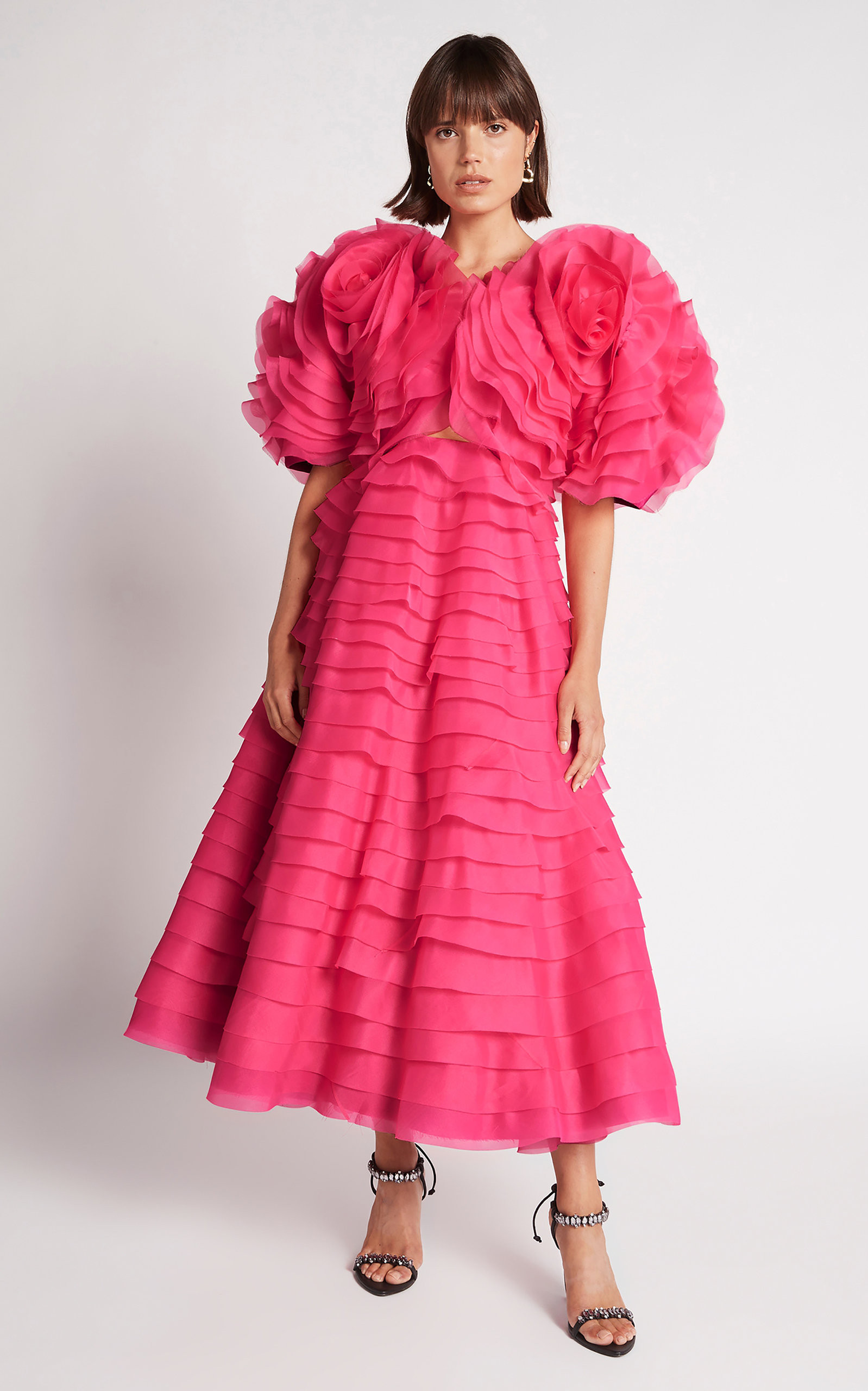Aje - Women's Amour Ruffle Midi Drs - Pink - AU 6 - Moda Operandi | Moda Operandi (Global)