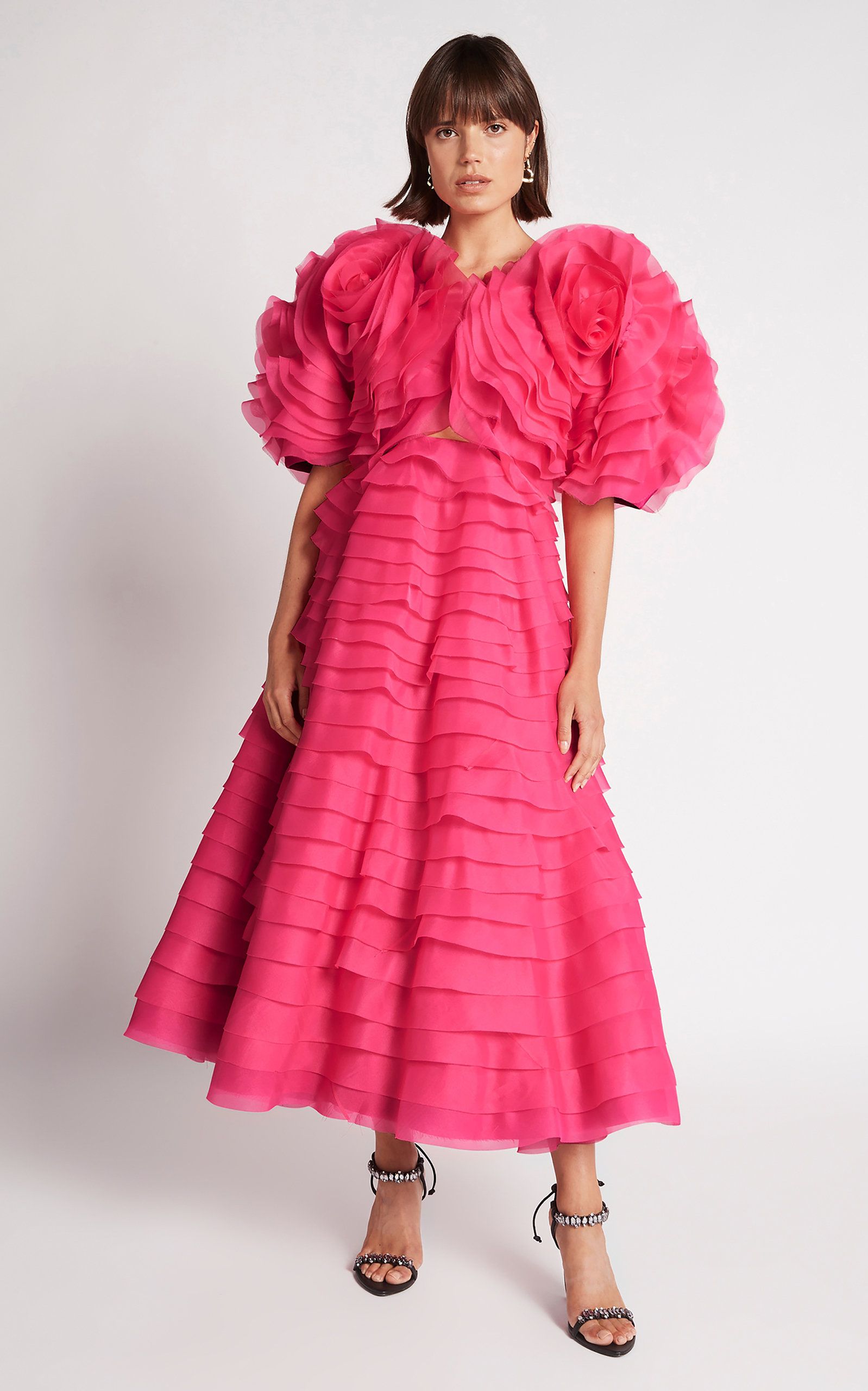 Aje - Women's Amour Ruffle Midi Drs - Pink - AU 6 - Moda Operandi | Moda Operandi (Global)