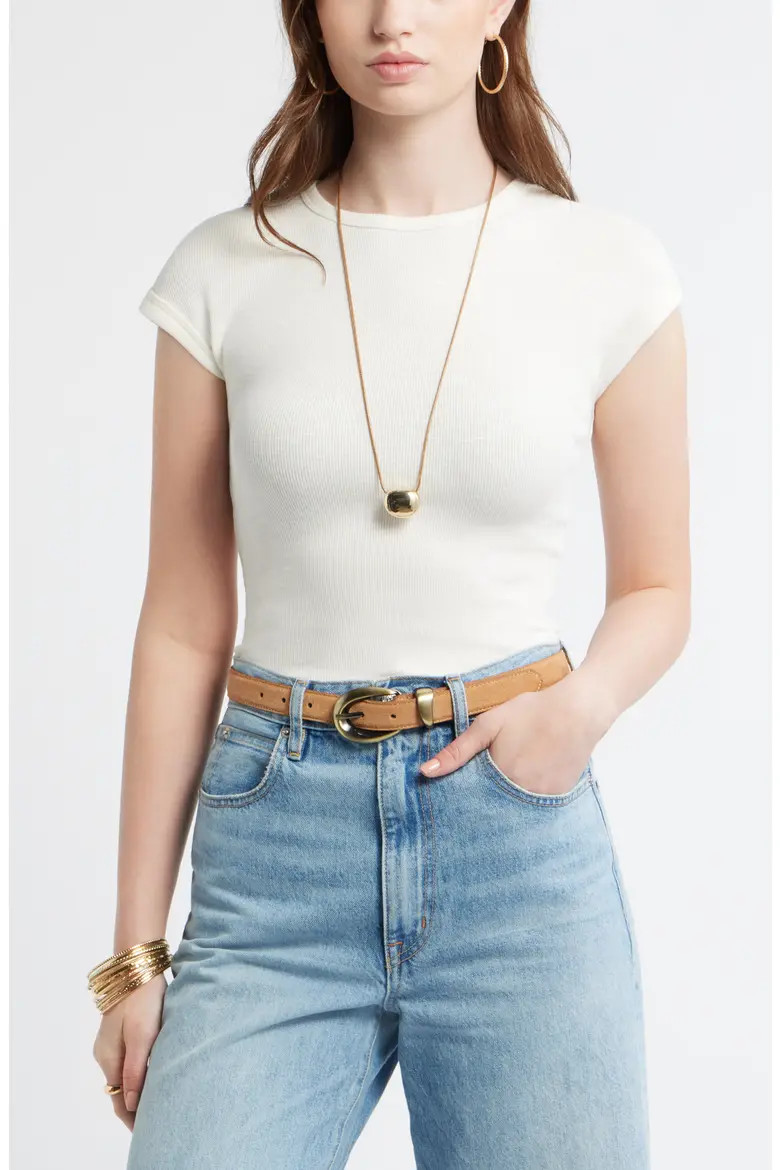 Cap Sleeve Stretch Cotton & Modal Rib T-Shirt (Women) | Nordstrom | Nordstrom