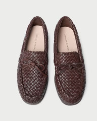 Minnie Espresso Woven Leather Moccasin | Loeffler Randall