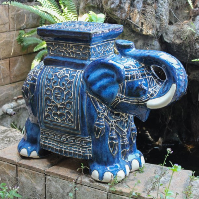 Click for more info about International Caravan Large Porcelain Elephant Stool - Walmart.com