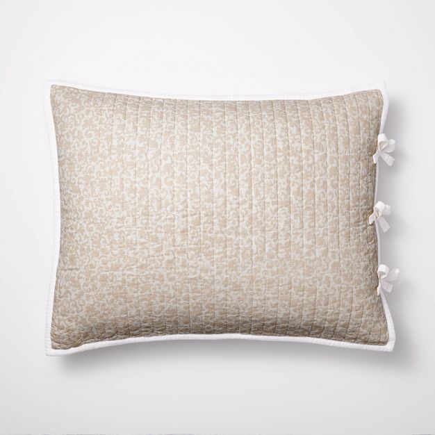 Decorative Border Cotton Slub Quilt Sham Neutral Floral - Threshold™ designed with Studio McGee | Target