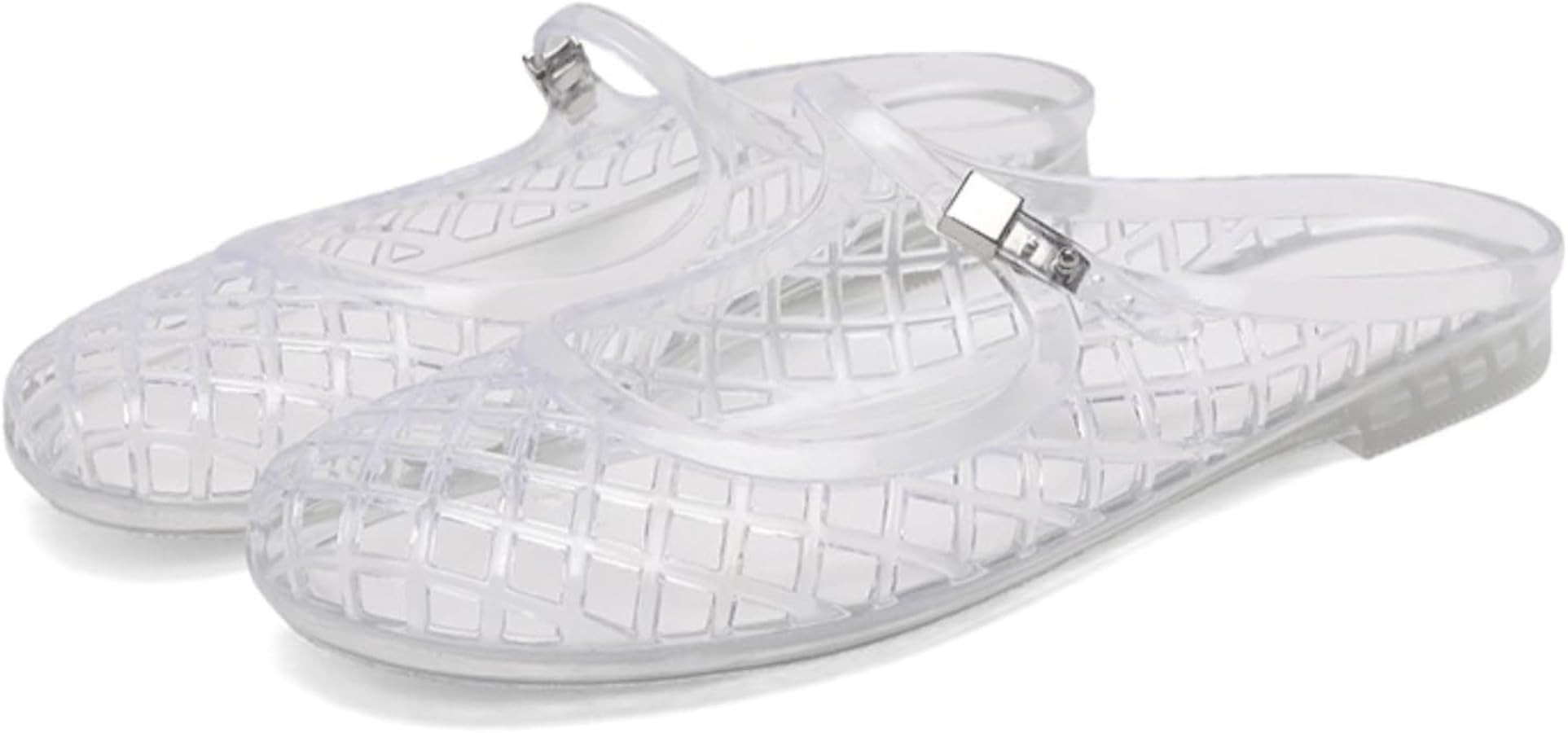 Women's Clear Mary Jane Jelly Flats, Transparent PVC Diamond Lattice Non-Slip Lightweight Breatha... | Amazon (US)
