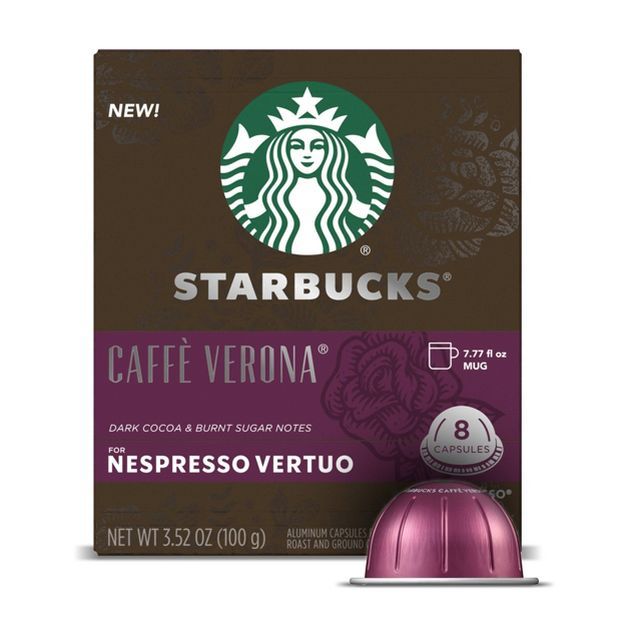 Starbucks Coffee Capsules for Nespresso Vertuo Machines — Dark Roast Caffe Verona — 1 box (8 ... | Target