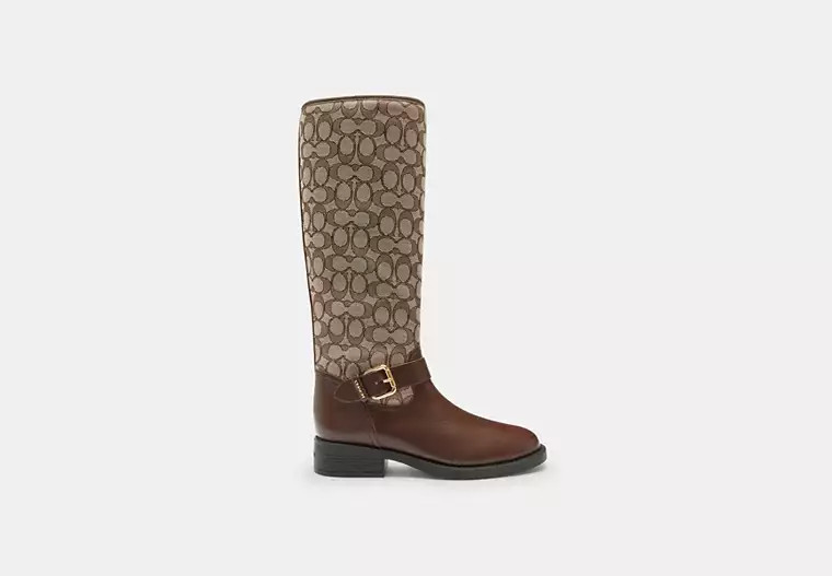 Extended Calf Riding Boot In Signature Jacquard | Coach Outlet CA