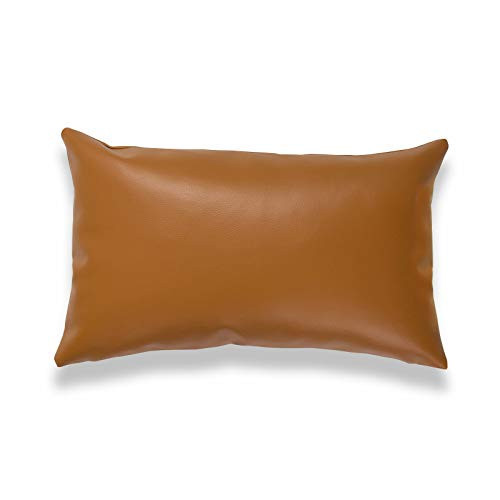 Hofdeco Faux Leather Pillow Cover Only, Camel Modern Design, 12"x20" | Amazon (US)