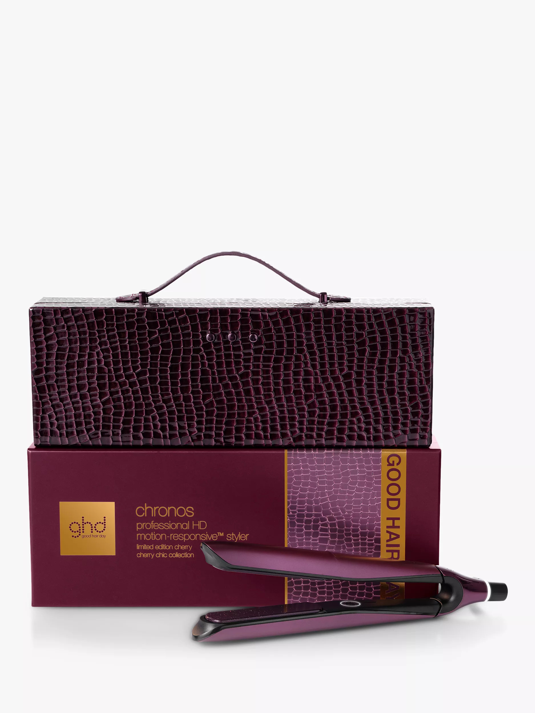 ghd Chronos Limited Edition Hair Straighteners Gift Set, Cherry | John Lewis (UK)