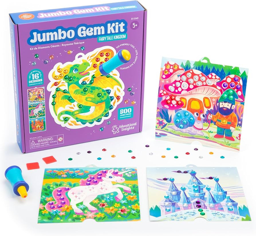 Educational Insights Jumbo Gem Kit - Arts and Crafts for Kids, Toddler Art Supplies, Toddler DIY ... | Amazon (US)