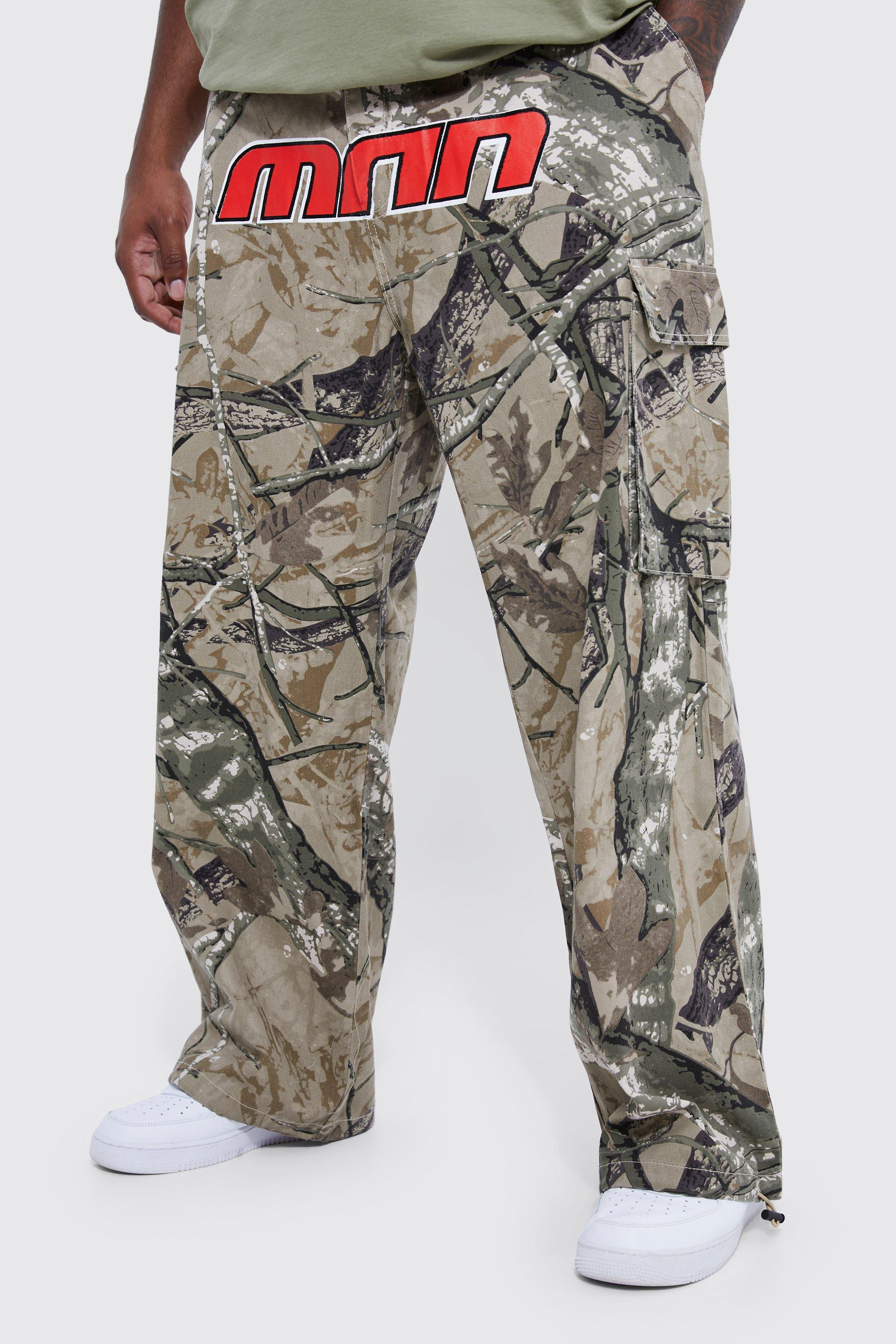 Mens Plus Fixed Relaxed Camo Cargo Trouser - Brown - 44 | Boohoo.com (US & CA)