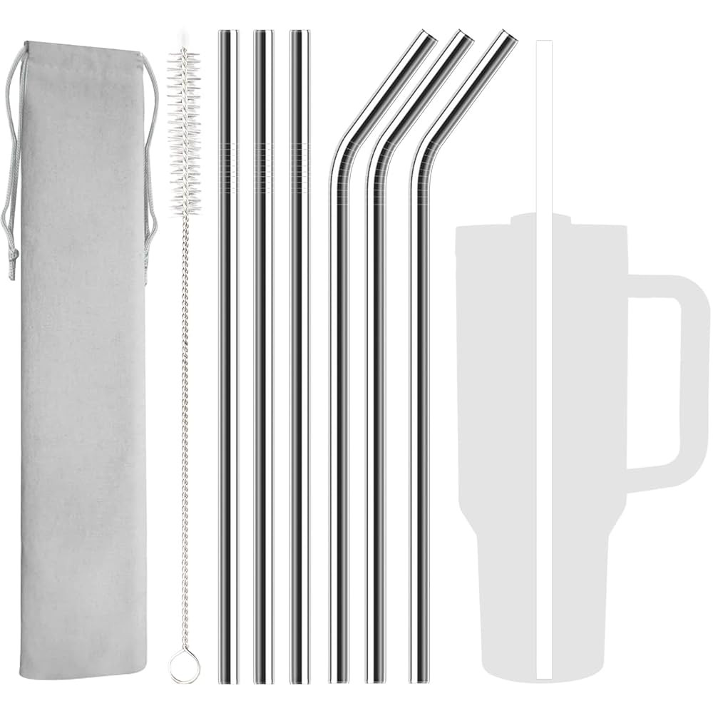 6 Pack Stainless Steel Straw Replacement 40 oz for Stanley Adventure Travel Tumbler, Reusable Str... | Amazon (US)