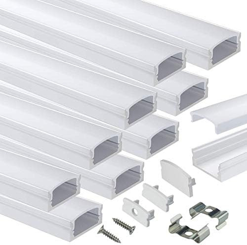 Muzata 10Pack 4FT/1.2M Aluminum LED Channel for LED Strip Lights, Easy to Cut, U-Shape Aluminum Prof | Amazon (US)
