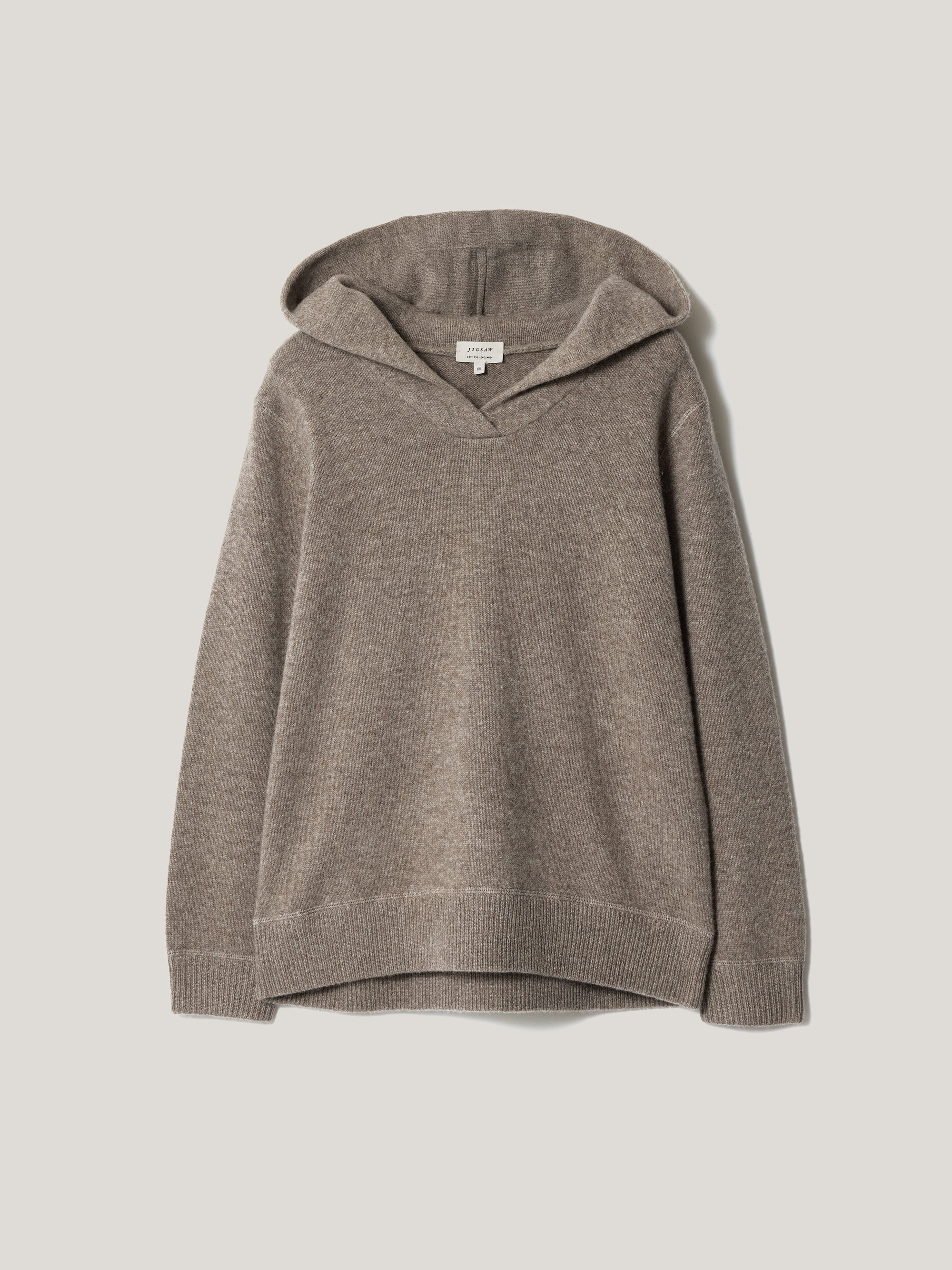 Wool Blend Hooded Jumper | Taupe | Jigsaw (UK)