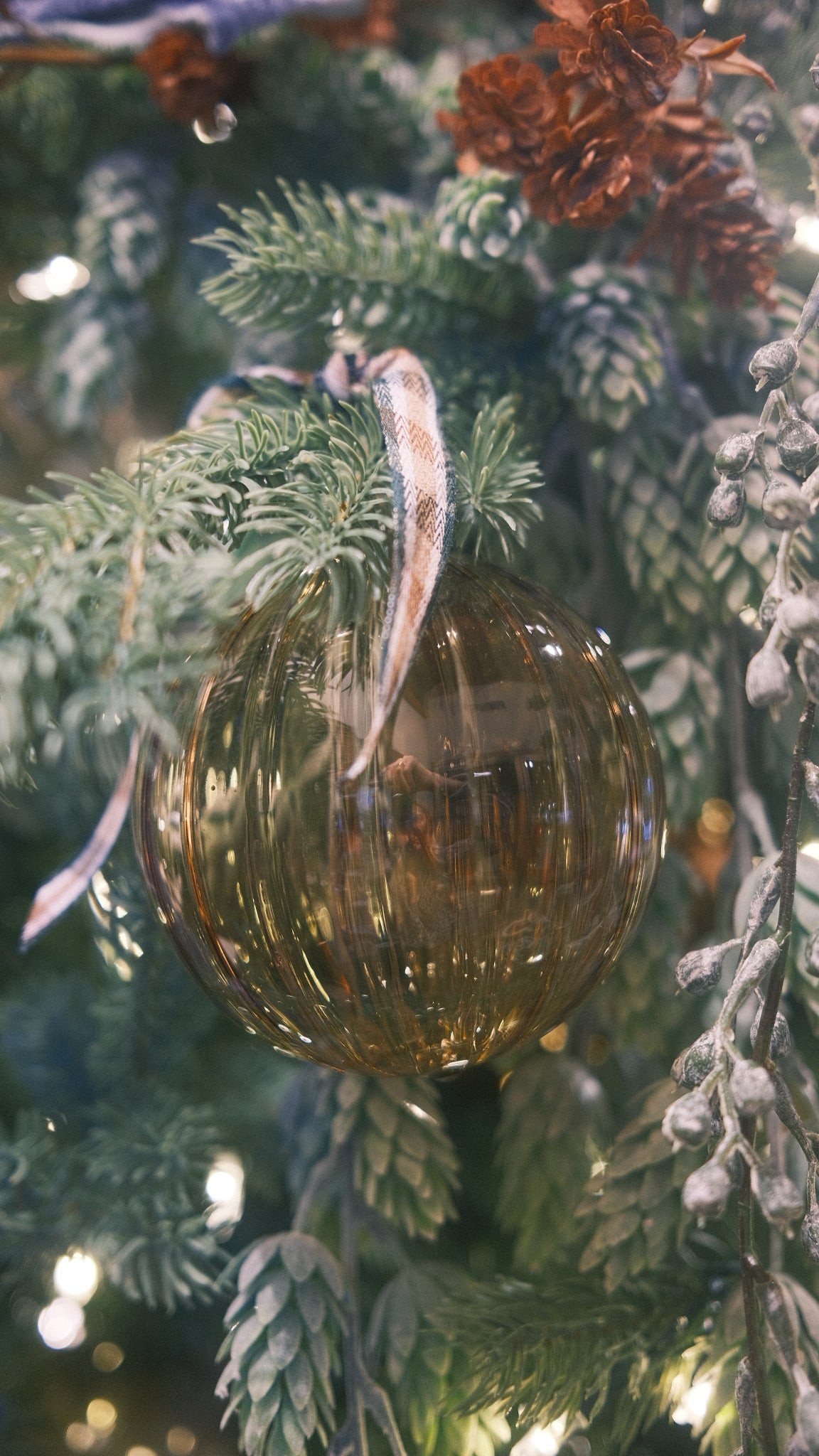 Ribbed Taupe Glass Ornament | Gatehouse No.1