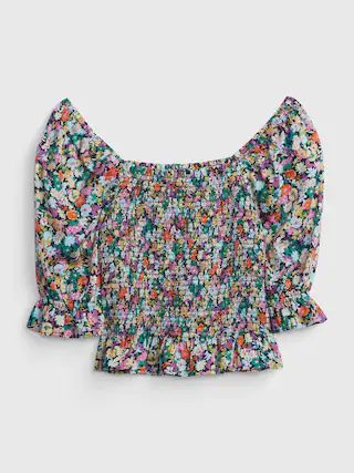 Puff Sleeve Smocked Peplum Top | Gap (US)