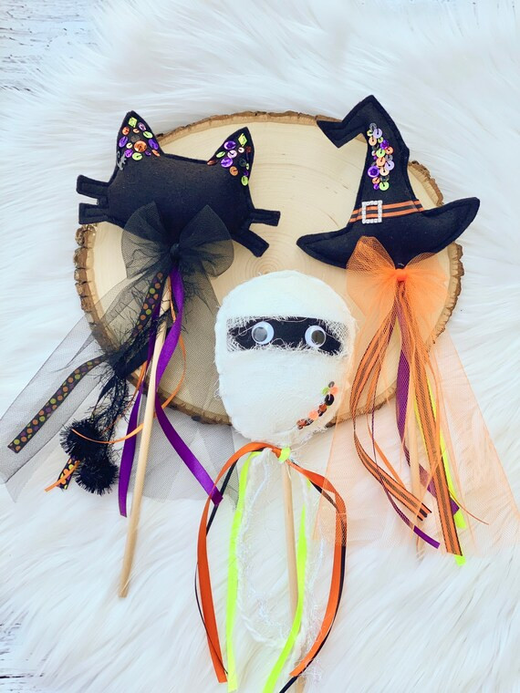 Halloween sequin magical wands  Witch hat wand  Mummy wand  | Etsy | Etsy (US)