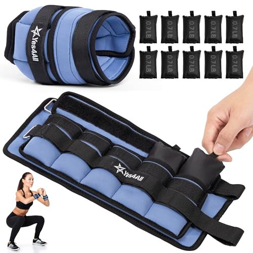Yes4All Adjustable Wrist & Ankle Weights 3.5/5 LB Pair, Leg Weights for Women & Men, Weighted Arm Bands with Removable Sandbags for Fitness, Pilates, Walking, Strength Training - Versatile Colors | Amazon (US)