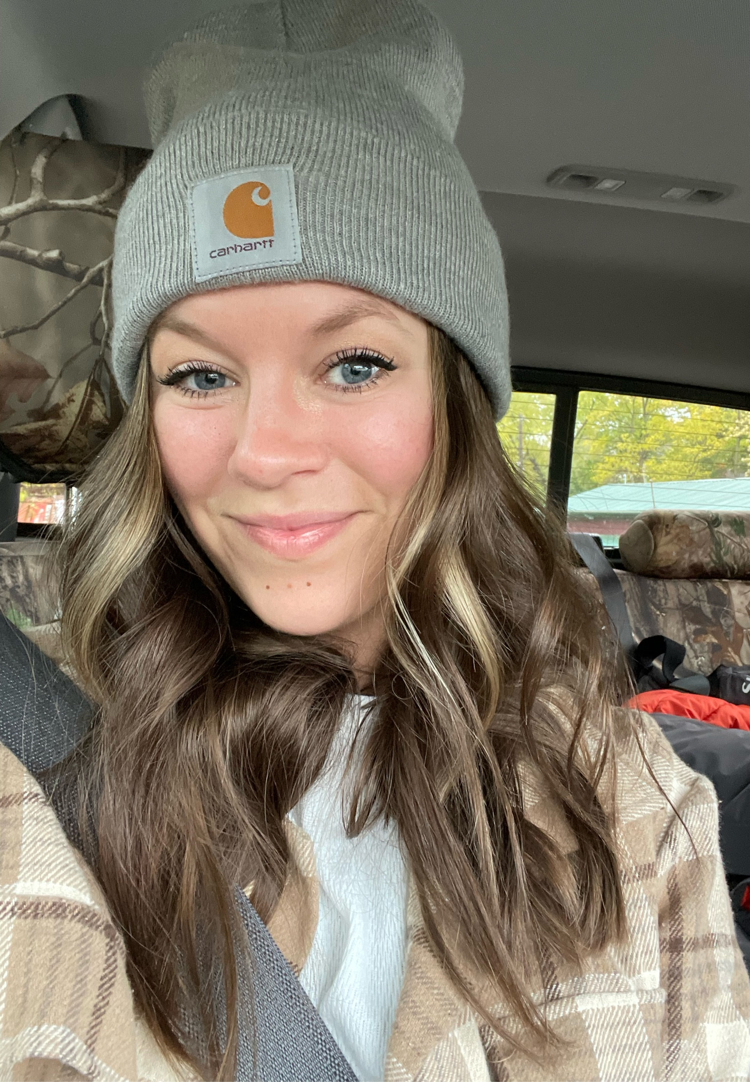 Gone fishing 🎣 tan / nude flannel, my husbands cozy thermal long sleeved t, and a Carhartt hat. Easy and cozy for a snowy fall afternoon on the Apple River!

#LTKsalealert #LTKSeasonal #LTKstyletip