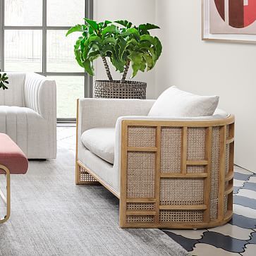 Upholstered Grid Back Chair | West Elm (US)