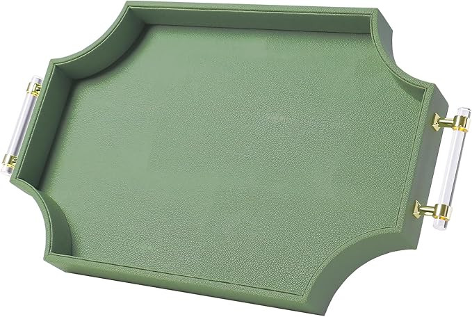 22.6'' × 13'' Coffee Table Tray Shagreen Decorative Tray for Ottoman Home Decor Serving Tray wit... | Amazon (US)