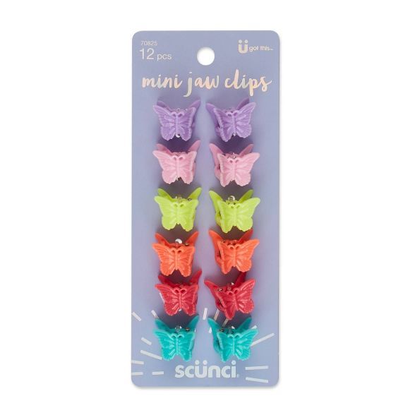 scunci Butterfly Bright Colors Mini Jaw Clips - 12ct | Target