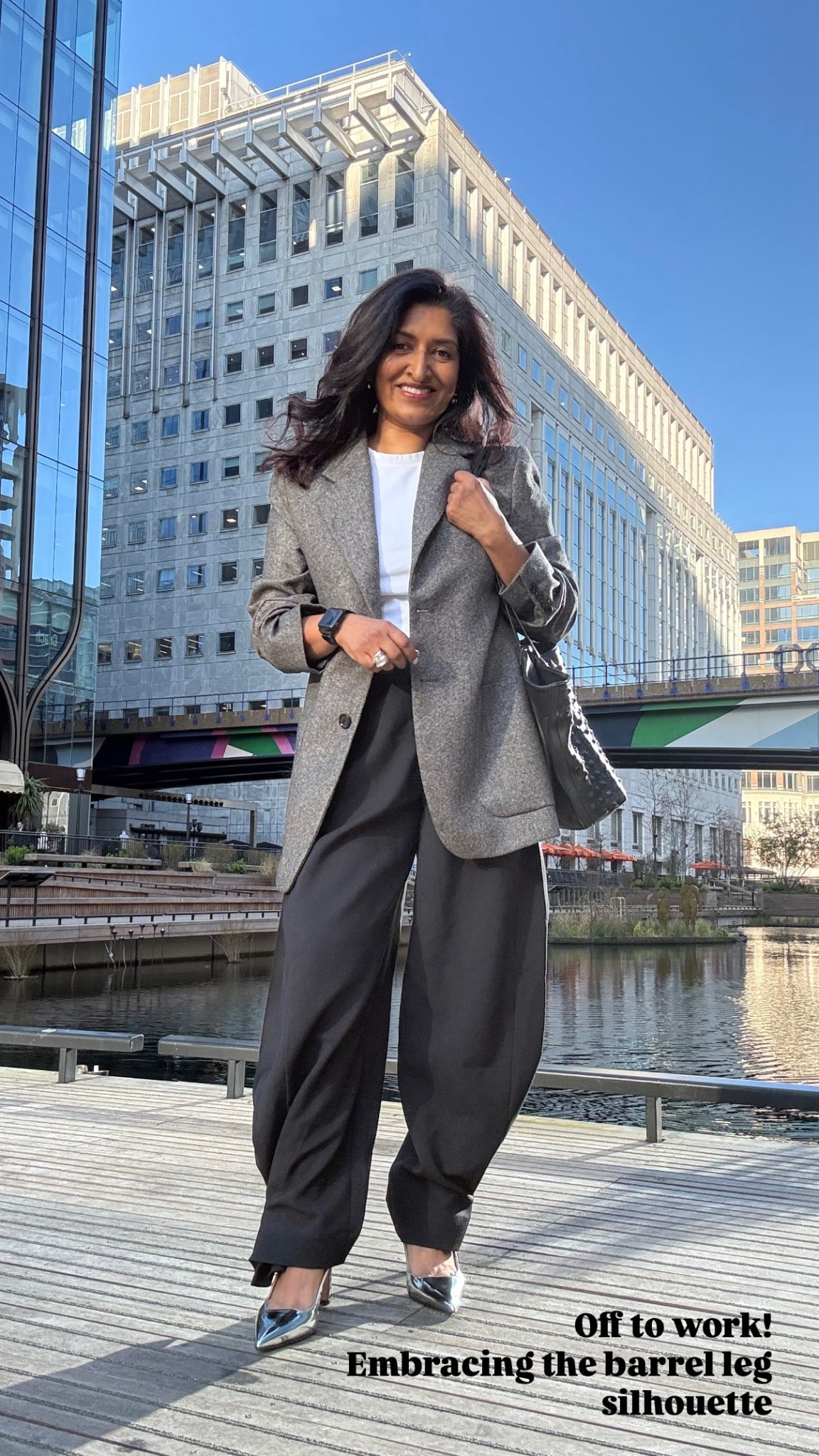 These trousers look like pyjamas… and I wore them to work anyway. Barrel trousers are having a moment — relaxed, slightly oversized, and ridiculously comfortable. The kind of comfort that makes you question every stiff, tailored pair you’ve ever owned. These have poppers so you can make them wide or gathered.
But here’s the thing: just because something feels like loungewear doesn’t mean it looks like it. It’s all in the styling. Structured blazer, sharp shoes, intentional accessories — suddenly “pyjamas” become power dressing.
Comfort and authority are not mutually exclusive.

If it feels good and looks polished, wear it. Confidence will do the rest.