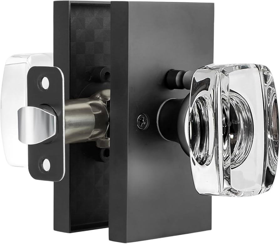 Glass Door Knobs Interior with Lock, Crystal Modern Privacy Door Knob for Bedroom Bathroom, Matte... | Amazon (US)