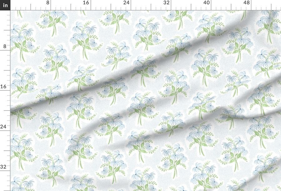 Pearl's Bouquet Soft Blue and Light Green | Spoonflower