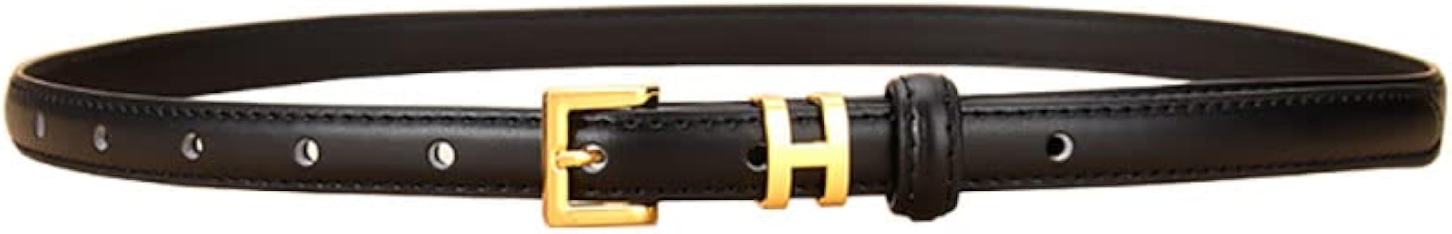 Women Gold Buckle Design Skinny Leather Belt Jeans Belt for Pants in Pin Buckle Belt, Womens Belt... | Amazon (US)
